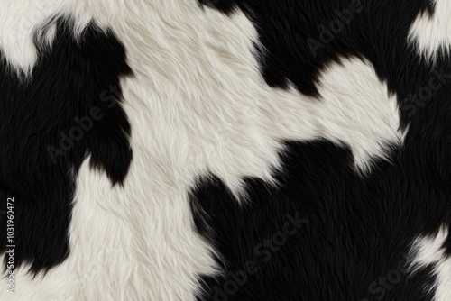 Black and White Cowhide Pattern with Soft Fur Repeat Pattern Texture 