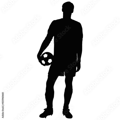 Silhouette of Football Player on White Background. Vector Illustration.