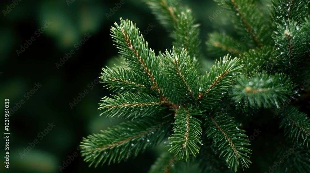 Fluffy pine branch close-up for christmas themed designs Fluffy pine branch close-up for christmas themed designs