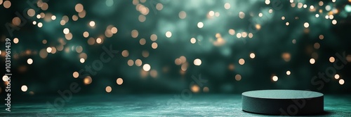 Elegant green stage with sparkling lights creates a captivating atmosphere fo...