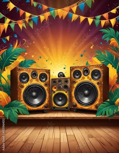 Amazing colorful mardi gras brazilian carnaval stage background for a good poster or flyer design base photo