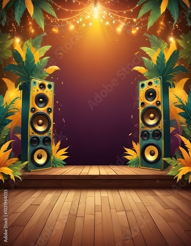 Amazing colorful mardi gras brazilian carnaval stage background for a good poster or flyer design base photo