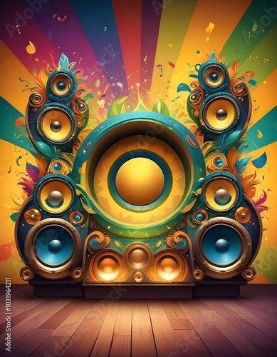 Amazing colorful mardi gras brazilian carnaval stage background for a good poster or flyer design base photo