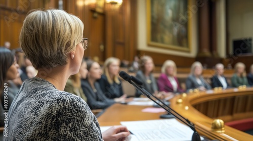 Wallpaper Mural Women in politics debating key issues in a government chamber, showcasing their leadership and influence in shaping policy Torontodigital.ca