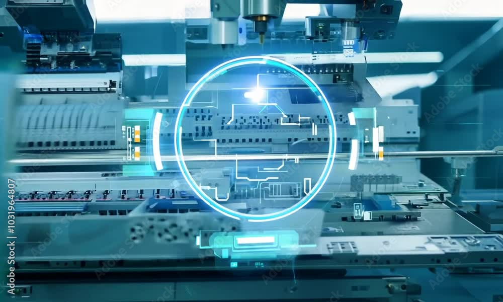 State-of-the-art manufacturing facility with robotic arms State-of-the-art manufacturing facility with robotic arms