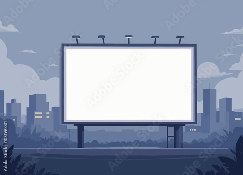 Blank Billboard Cityscape Illustration 
