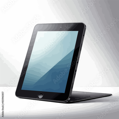 Black Tablet Computer on White Background
