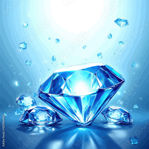 Blue Diamond with Sparkle Effect 
