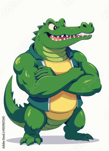 Cartoon Crocodile Crossing Arms
