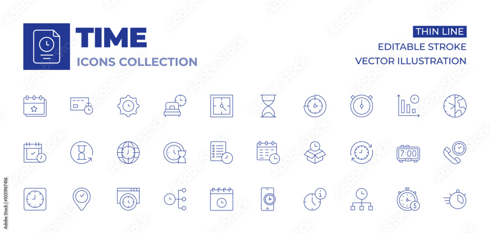 Time icons collection. Thin Line icons, editable stroke. hourglass, place, planning, smartphone, time, appointment, archive, calendar, clock, time manager, timer Time icons collection. Thin Line icons, editable stroke. hourglass, place, planning, smartphone, time, appointment, archive, calendar, clock, time manager, timer