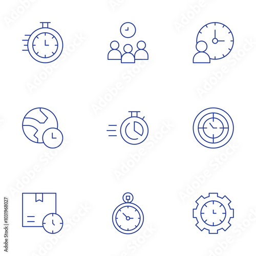 Time icons set. Thin Line style, editable stroke. time, deadline, teamwork, time management, delivery time, earth hour