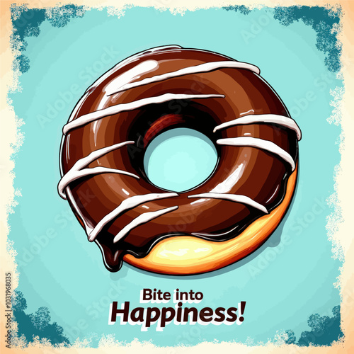 Chocolate Glazed Donut with White Drizzle