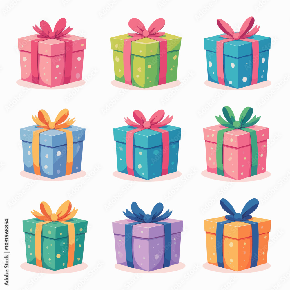 Fototapeta premium Colorful Gift Boxes with Ribbons and Bows 