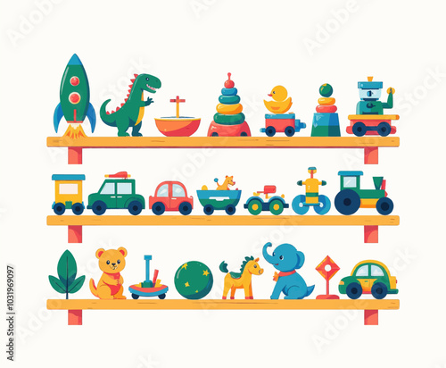 Colorful Toy Shelf Illustration 
