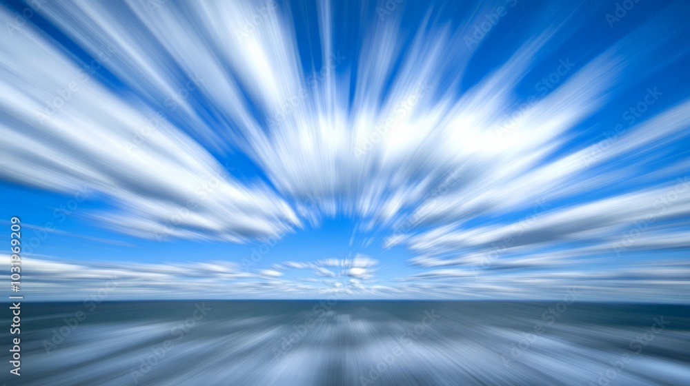 Serene Seascape with Blurred Clouds and Horizon Serene Seascape with Blurred Clouds and Horizon