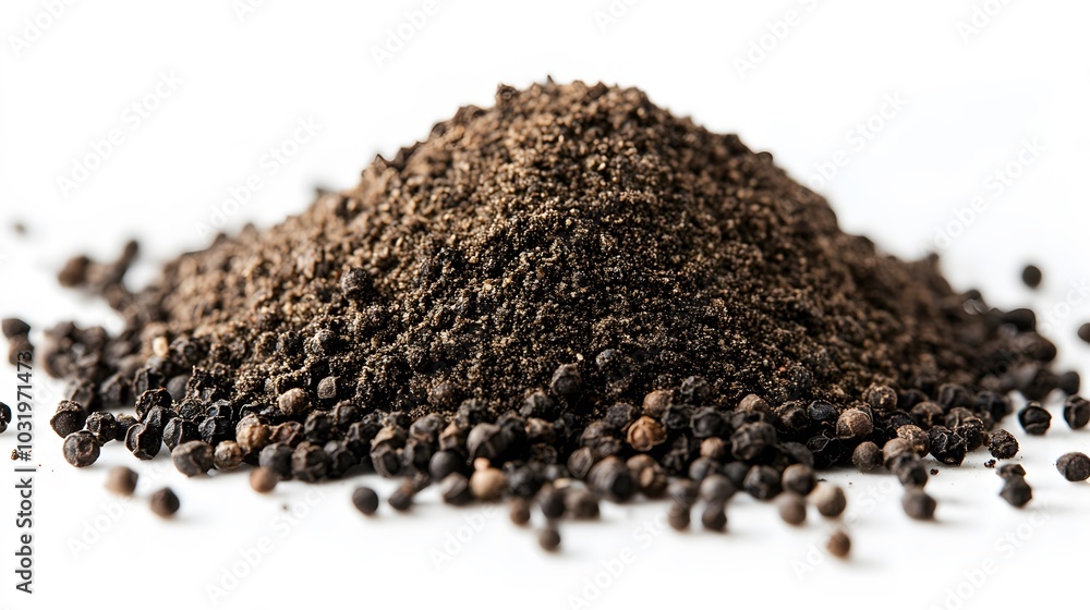 Ground black pepper isolated on a white background. Ground black pepper isolated on a white background.