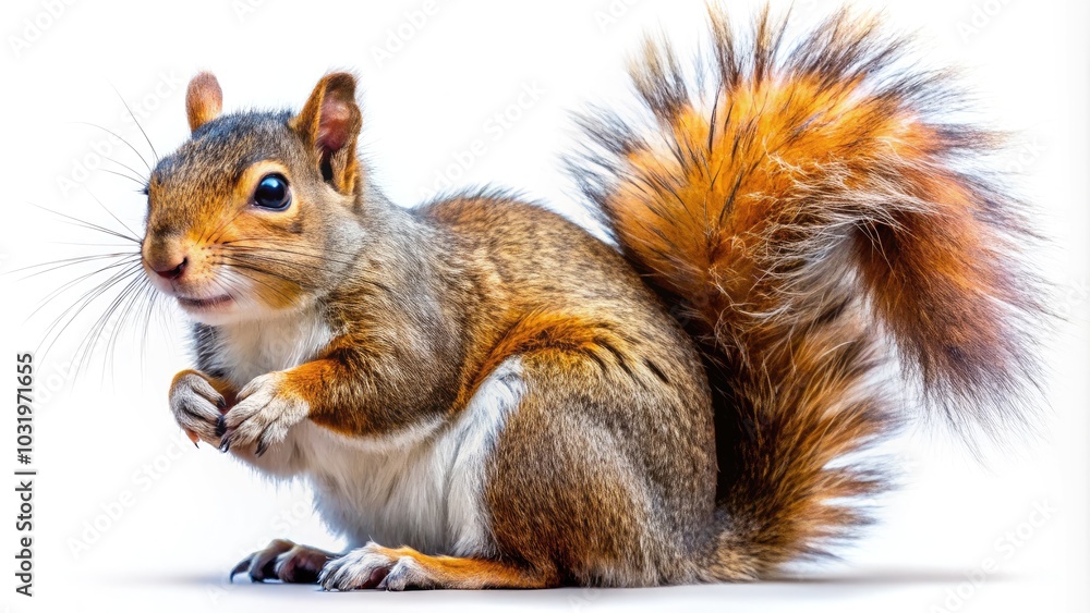 Obraz premium Squirrel Isolated on Transparent Background - Perfect for Product Photography, Wildlife Illustrations, Nature Projects, Educational Materials, and More