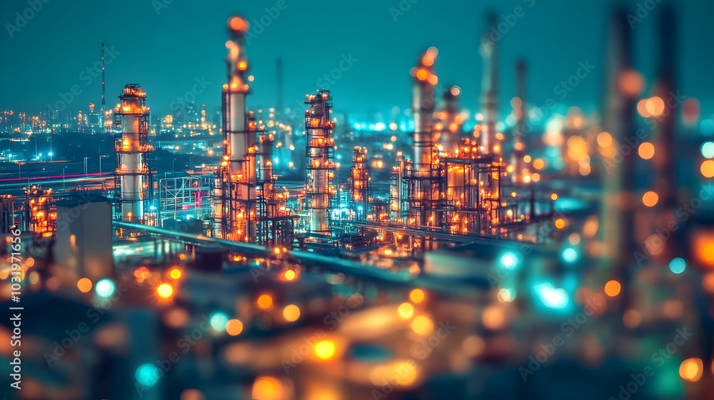 Fototapeta premium Vibrant Nighttime Cityscape with Glowing Skyscrapers and Bustling Urban Landscape