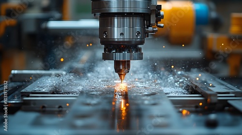 Sparking Precision Metalworking Machinery in an Advanced Industrial Manufacturing Facility