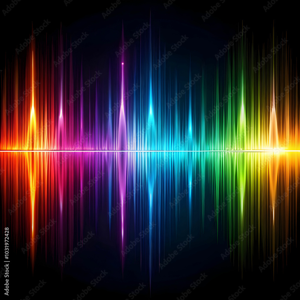 abstract colorful sound waves on dark background abstract colorful sound waves on dark background