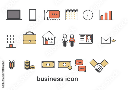 転職や就職活動に関するビジネスアイコンのセット