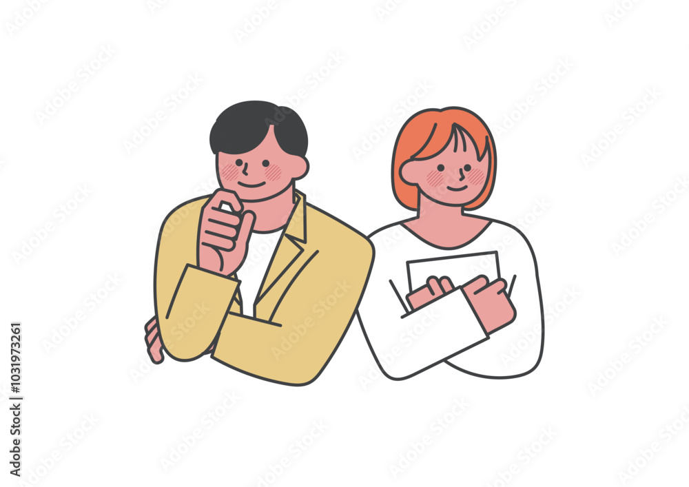 同僚の女性社員と男性社員