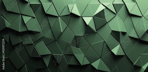 Geometric green pattern with varying triangular shapes on a textured surface