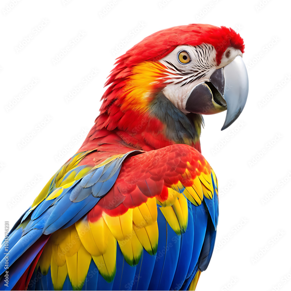 Closeup shot of a macaw parrot with colorful feathers Closeup shot of a macaw parrot with colorful feathers