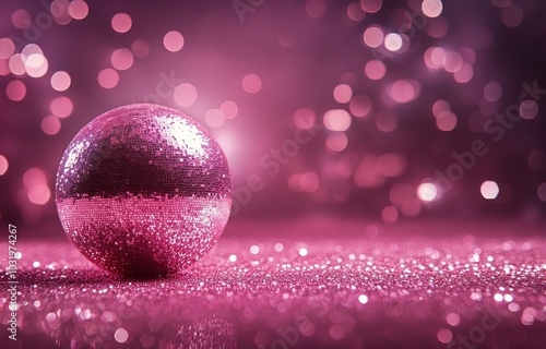 A shimmering disco ball reflecting colorful lights at a vibrant dance party i...