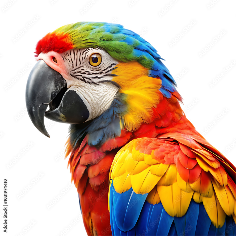 Closeup shot of a macaw parrot with colorful feathers Closeup shot of a macaw parrot with colorful feathers