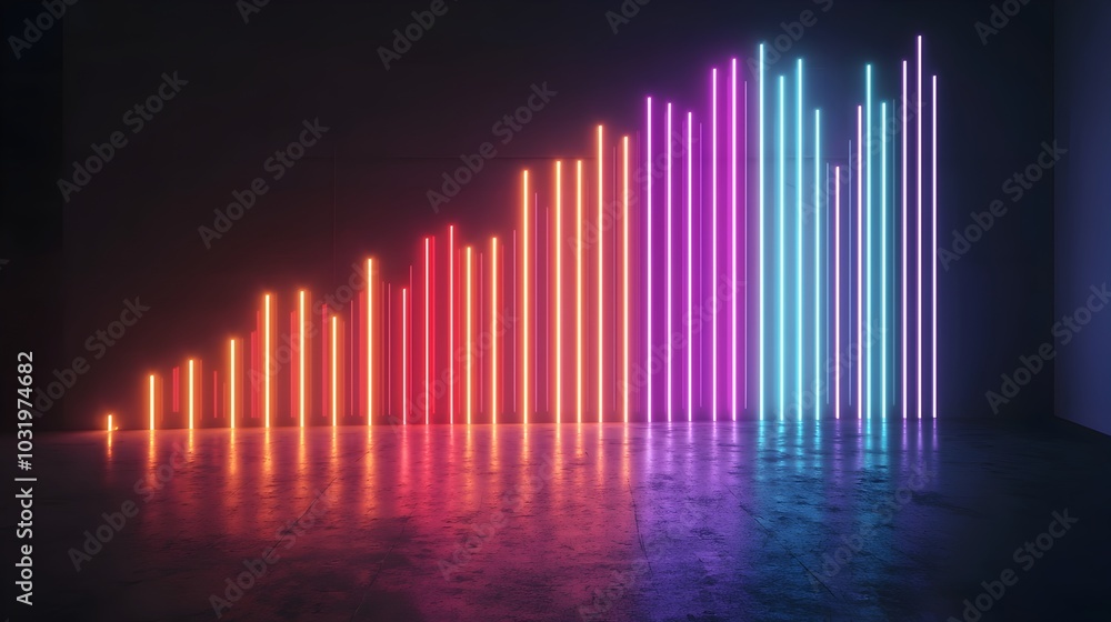 Fototapeta premium Glowing Neon Data Graph Showcasing Sales Insights in the Dark