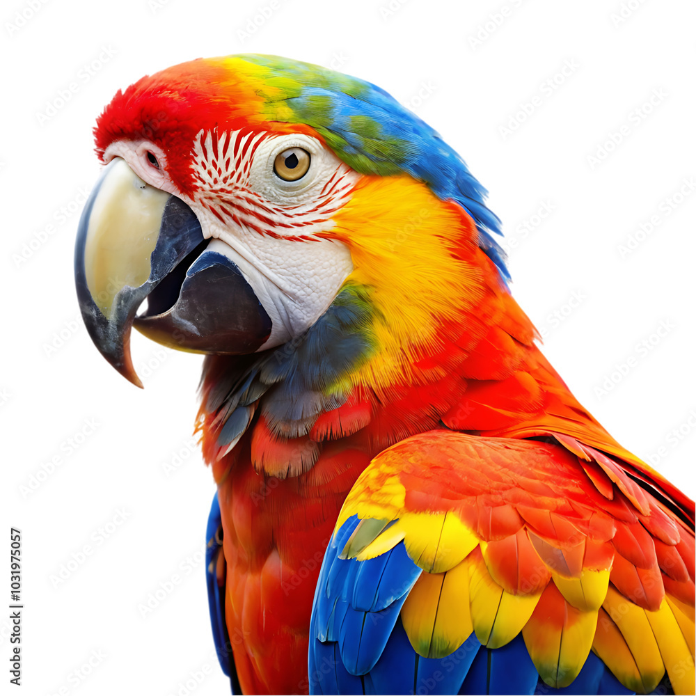 Fototapeta premium Closeup shot of a macaw parrot with colorful feathers