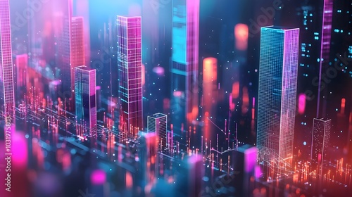 Wallpaper Mural AI Driven Optimization of Brand Marketing Strategy Visualized as Vibrant 3D Cityscape Torontodigital.ca