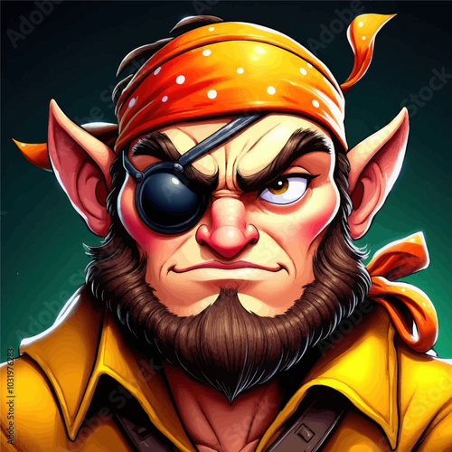 Pirate with Eyepatch and Pointed Ears 
