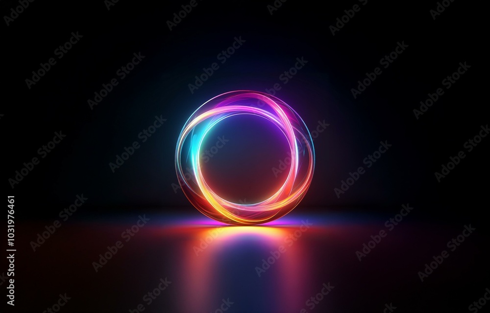 A glowing neon circle in vibrant colors is featured against a dark backdrop, creating a futuristic and vibrant aesthetic. A glowing neon circle in vibrant colors is featured against a dark backdrop, creating a futuristic and vibrant aesthetic.