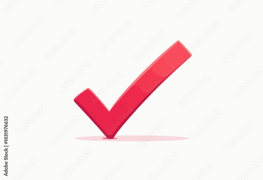Red Checkmark Icon on White Background Red Checkmark Icon on White Background
