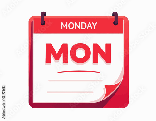 Red Calendar Icon with Monday 
