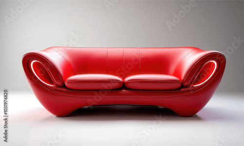 Red Futuristic Sofa with Backlit Design 
