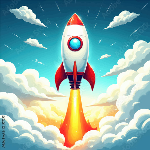 Rocket Launch Through Clouds 
