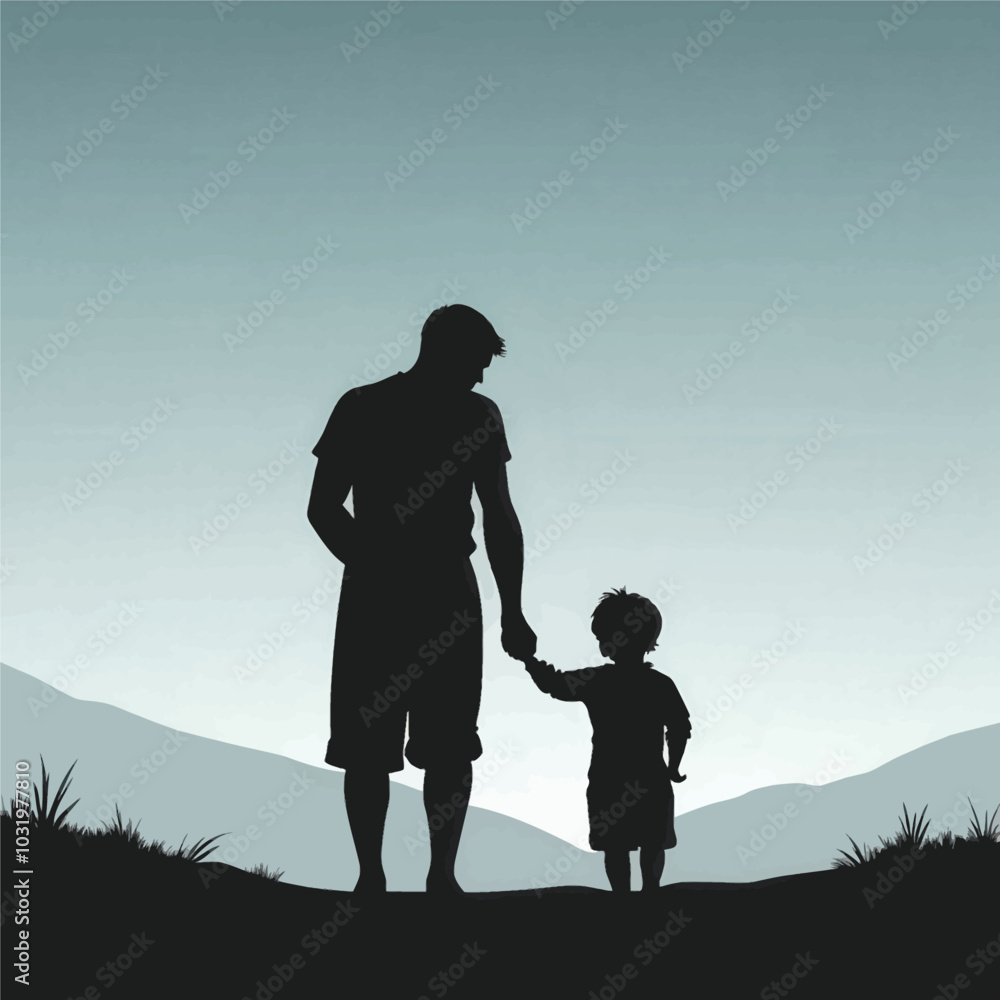 Silhouette of Adult and Child Holding Hands Silhouette of Adult and Child Holding Hands