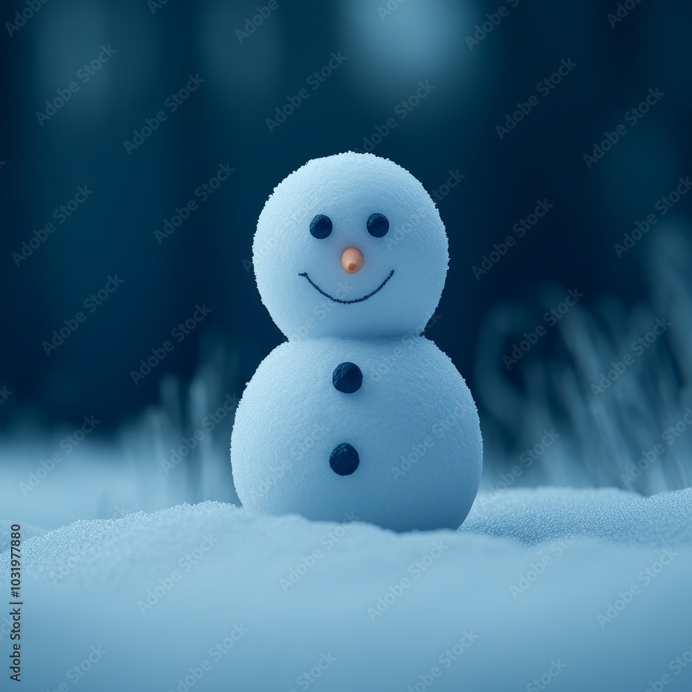 A cheerful snowman stands on a snowy landscape, evoking winter joy. A cheerful snowman stands on a snowy landscape, evoking winter joy.
