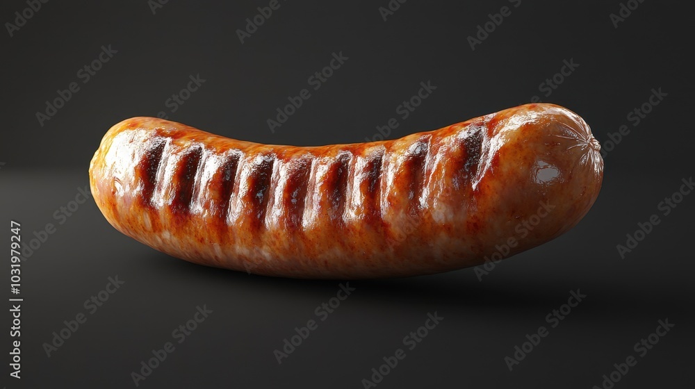 Grilled sausage resting on a dark surface, showcasing its appetizing texture and perfect char marks at a summer barbecue gathering