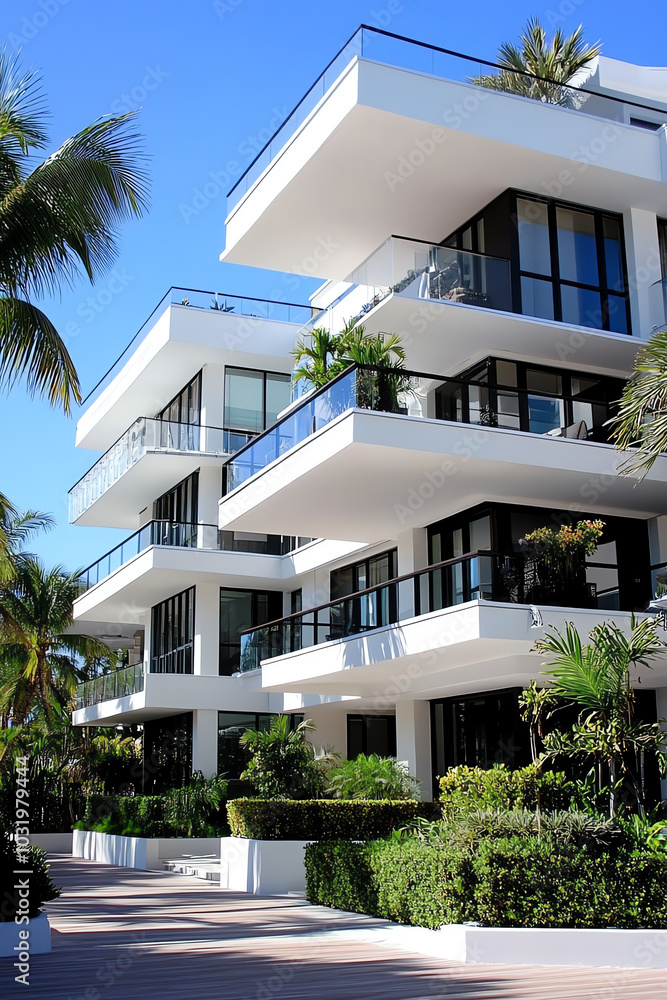 Fototapeta premium Modern apartment building with balconies.