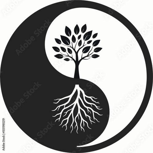 Tree Roots in Yin Yang Symbol  
