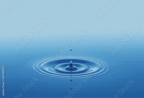 Water Droplet Ripples on Blue Surface