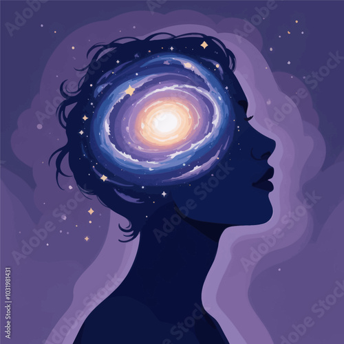 Woman with Galaxy in Head 
