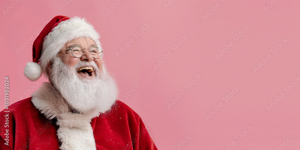 A smiling Santa Claus with a red suit and a white hat A smiling Santa Claus with a red suit and a white hat