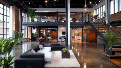 Modern loft interior with stylish furnishings