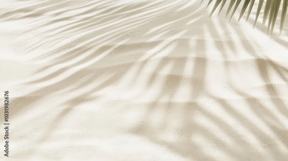 Obraz premium Soft Shadows on Sandy Beach with Palm Leaves