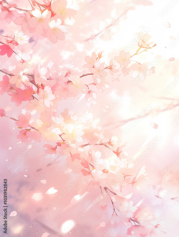 キラキラしたピンクの桜の背景 Generative AI キラキラしたピンクの桜の背景 Generative AI